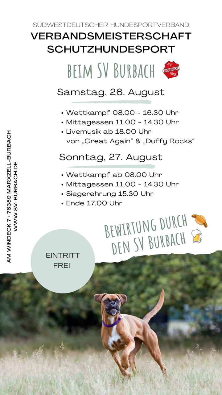 Verbandsmeisterschaft Schutzhundesport beim SV Burbach - Alle Infos und Hinweise